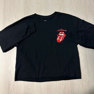 CROPPED ROLLING STONE BLACK FLEECE sz L